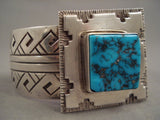Trapezoid And Square Vintage Navajo Turquoise Sterling Native American Jewelry Silver Bracelet-Nativo Arts