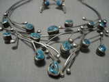 Tree Branches Of Turquoise Vintage Native American Jewelry Navajo Sterling Silver Necklace Earrings-Nativo Arts