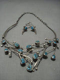 Tree Branches Of Turquoise Vintage Native American Jewelry Navajo Sterling Silver Necklace Earrings-Nativo Arts