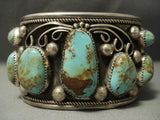 Tremedndous Navajo Royston Turquoise Native American Jewelry Silver Swirls Sterling Bracelet-Nativo Arts