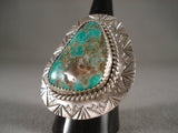 Tremendous Important Tso Triangular Turquoise Native American Jewelry Silver Ring-Nativo Arts