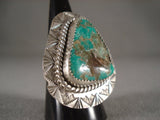 Tremendous Important Tso Triangular Turquoise Native American Jewelry Silver Ring-Nativo Arts