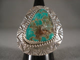 Tremendous Important Tso Triangular Turquoise Native American Jewelry Silver Ring-Nativo Arts