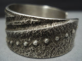 Tremendous Vintage Native American Jewelry Navajo Deep Stamp Betty Sith Sterling Silver Bracelet-Nativo Arts