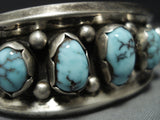 Tremendous Vintage Native American Jewelry Navajo Heavy Turquoise Sterling Silver Bracelet Cuff-Nativo Arts
