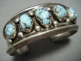 Tremendous Vintage Native American Jewelry Navajo Heavy Turquoise Sterling Silver Bracelet Cuff-Nativo Arts