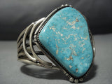 Tremendous Vintage Native American Jewelry Navajo Sky Blue Turquoise Sterling Silver Bracelet-Nativo Arts