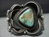Tremendous Vintage Native American Jewelry Navajo Sterling Silver Turquoise Leaf Bracelet Old Cuff-Nativo Arts