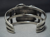 Tremendous Vintage Native American Jewelry Navajo Sterling Silver Turquoise Leaf Bracelet Old Cuff-Nativo Arts