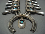 Tremendous Vintage Native American Jewelry Navajo Sterling Silver Turquoise Squash Blossom Necklace-Nativo Arts