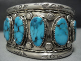 Tremendous Vintage Native American Jewelry Navajo Sterlng Silver Turquoise Bracelet-Nativo Arts