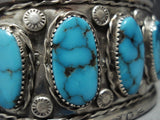 Tremendous Vintage Native American Jewelry Navajo Sterlng Silver Turquoise Bracelet-Nativo Arts