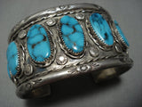 Tremendous Vintage Native American Jewelry Navajo Sterlng Silver Turquoise Bracelet-Nativo Arts