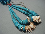 Tremendous Vintage Native American Jewelry Navajo Turquoise Disced Jacla Necklace Old-Nativo Arts
