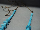 Tremendous Vintage Native American Jewelry Navajo Turquoise Disced Jacla Necklace Old-Nativo Arts