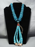 Tremendous Vintage Native American Jewelry Navajo Turquoise Disced Jacla Necklace Old-Nativo Arts