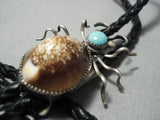 Tremendous Vintage Native American Jewelry Navajo Turquoise Head Sterling Silver Bolo Tie Old-Nativo Arts