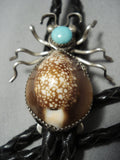 Tremendous Vintage Native American Jewelry Navajo Turquoise Head Sterling Silver Bolo Tie Old-Nativo Arts