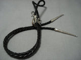 Tremendous Vintage Native American Jewelry Navajo Turquoise Head Sterling Silver Bolo Tie Old-Nativo Arts