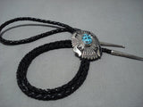 Tremendous Vintage Native American Jewelry Navajo Turquoise Sterling Silver Bolo Tie Old-Nativo Arts