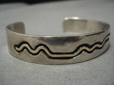 Tremendous Vintage Native American Navajo 14k Gold Windy Wave Sterling Silver Bracelet Old-Nativo Arts