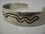 Tremendous Vintage Native American Navajo 14k Gold Windy Wave Sterling Silver Bracelet Old-Nativo Arts