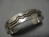 Tremendous Vintage Native American Navajo 14k Gold Windy Wave Sterling Silver Bracelet Old-Nativo Arts