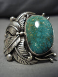 Tremendous Vintage Native American Navajo Carico Lake Turquoise Sterling Silver Ring Old-Nativo Arts