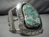 Tremendous Vintage Native American Navajo Easter Blue Turquoise Sterling Silver Bracelet Old-Nativo Arts