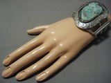 Tremendous Vintage Native American Navajo Easter Blue Turquoise Sterling Silver Bracelet Old-Nativo Arts