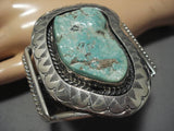 Tremendous Vintage Native American Navajo Easter Blue Turquoise Sterling Silver Bracelet Old-Nativo Arts