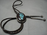 Tremendous Vintage Native American Navajo Inlaid Spiderweb Turquoise Sterling Silver Bolo Tie-Nativo Arts