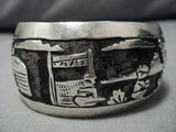 Tremendous Vintage Native American Navajo Native Story Sterling Silver Bracelet Old-Nativo Arts