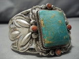 Tremendous Vintage Native American Navajo Squared Royston Turquoise Sterling Silver Bracelet Old-Nativo Arts