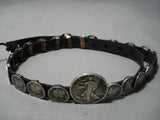 Tremendous Vintage Native American Navajo Sterling Silver Hat Concho Belt Band Old-Nativo Arts