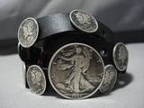 Tremendous Vintage Native American Navajo Sterling Silver Hat Concho Belt Band Old-Nativo Arts