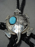 Tremendous Vintage Native American Navajo Sterling Silver Horned Toad Bolo Tie-Nativo Arts