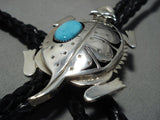 Tremendous Vintage Native American Navajo Sterling Silver Horned Toad Bolo Tie-Nativo Arts