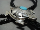 Tremendous Vintage Native American Navajo Sterling Silver Horned Toad Bolo Tie-Nativo Arts