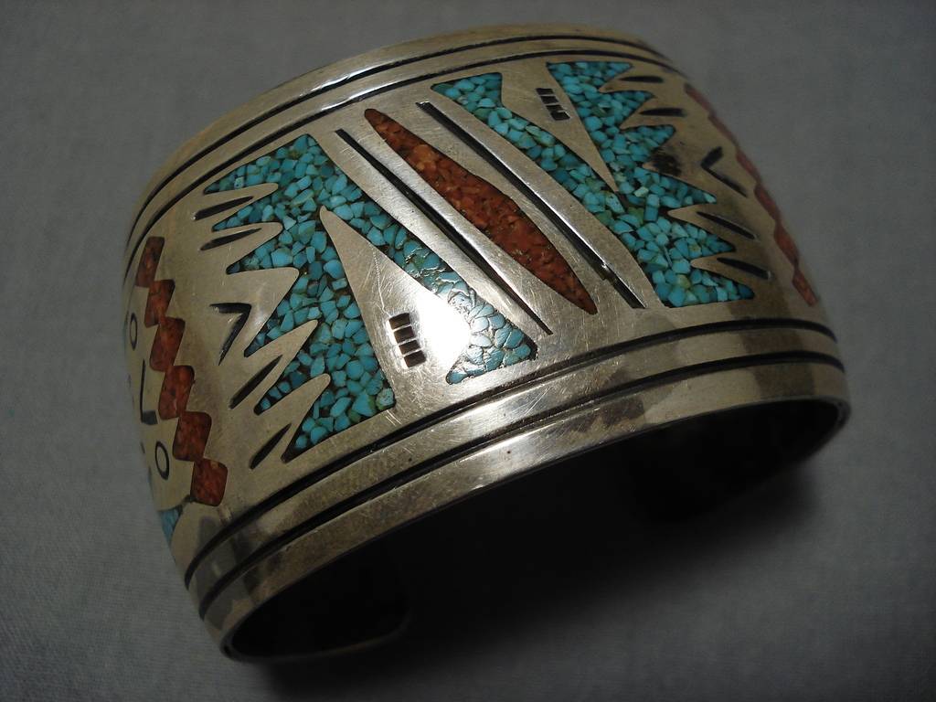 Tremendous Vintage Native American Navajo Turquoise Coral William