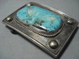 Tremendous Vintage Navajo Blue Diamond Turquoise Sterling Native American Jewelry Silver Buckle Old-Nativo Arts