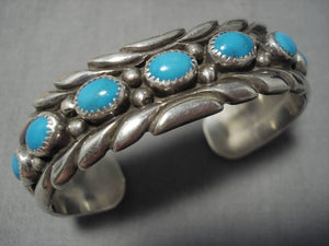 Tremendous Vintage Navajo Native American Turquoise Sterling Silver Bracelet Old-Nativo Arts