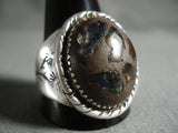 Tremendous Vintage Navajo 'Natural Form Opal' Domed Native American Jewelry Silver Ring-Nativo Arts