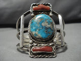 Tremendous Vintage Navajo Turquoise Native American Sterling Silver Bracelet Old-Nativo Arts