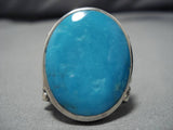 Tremendous Vintage Navajo Turquoise Sterling Silver Native American Ring Old-Nativo Arts