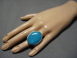 Tremendous Vintage Navajo Turquoise Sterling Silver Native American Ring Old-Nativo Arts