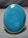 Tremendous Vintage Navajo Turquoise Sterling Silver Native American Ring Old-Nativo Arts