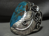 Truly Mind Blowing Gigantic Navajo Pilot Mountain Turquoise Native American Jewelry Silver Bracelet-Nativo Arts