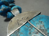 Truly One Of The Best Vintage Santo Domingo Turquoise Native American Jewelry Silver Necklace- Huge Leaf-Nativo Arts