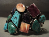Turquoise And Shell Galore Vintage Navajo Native American Jewelry Silver Bracelet-Nativo Arts